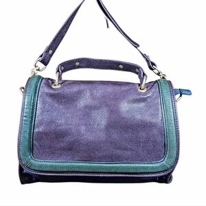 Sloane & Alex Leather Colorblock Messenger Crossbody Bag